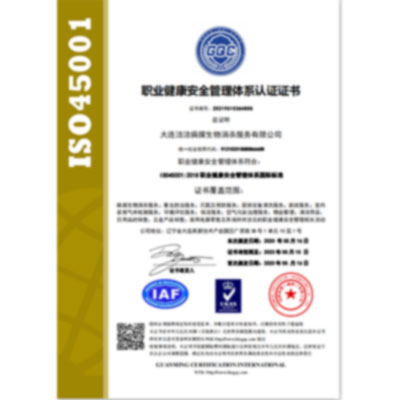 职业健康安全管理体系认证证书